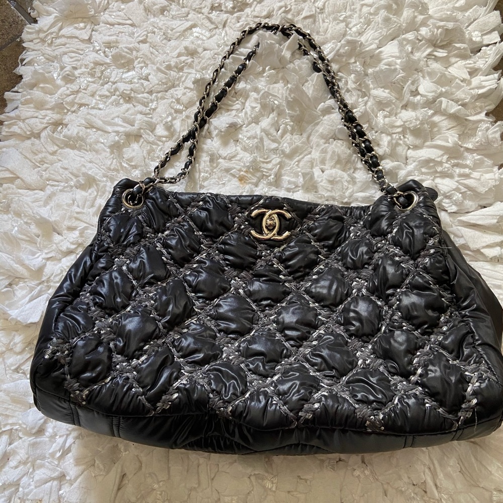 Chanel bubble back with silver stitches